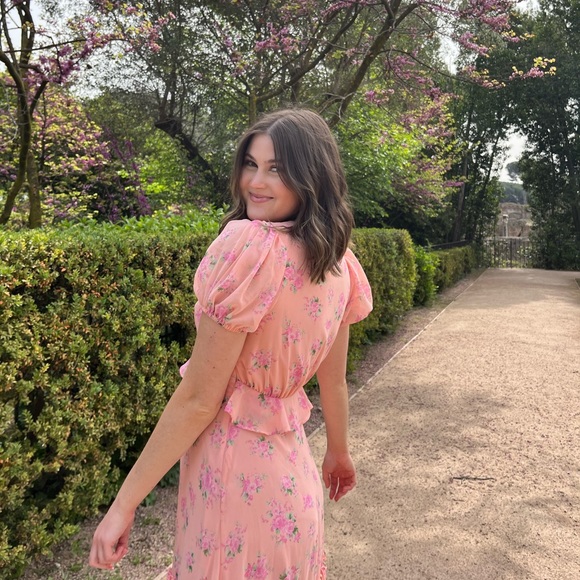 LoveShackFancy X Target Collaboration Pink Melon Floral Midi Dress - Picture 4 of 7